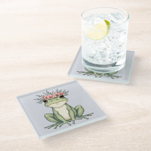 Dessous-de-verre En Verre Maison de grenouille florale fantaisiste Cottageco