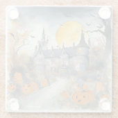 Dessous-de-verre En Verre Maison hantée avec Citrouilles (Dos)