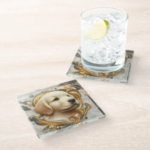 Dessous-de-verre En Verre Majestic Golden Retriever Marble Essence