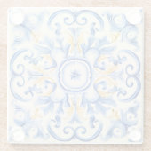 Dessous-de-verre En Verre Majolica : Bleu et or (Dos)