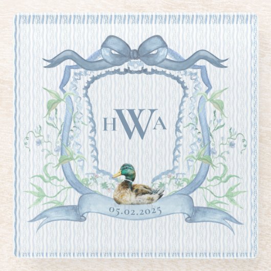 Dessous-de-verre En Verre Mallard Canard Monogramme (Devant)