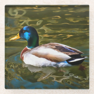 Dessous-de-verre En Verre Mallard Duck Portrait Artistique