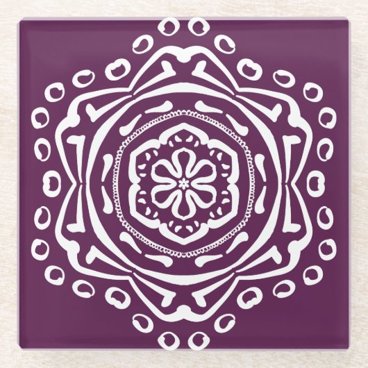 Dessous-de-verre En Verre Mandala Blackberry (Devant)