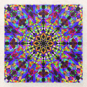 Dessous-de-verre En Verre Mandala coloré de mosaïque