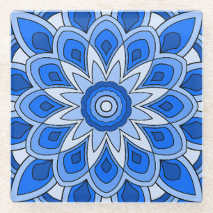 Dessous-de-verre En Verre Mandala en bleu