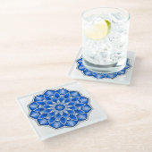 Dessous-de-verre En Verre Mandala en bleu (Incliné)