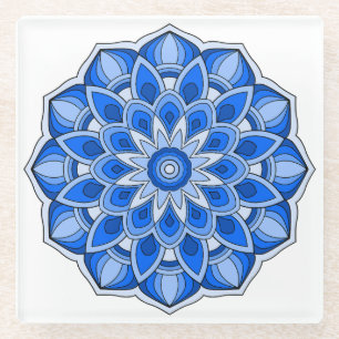 Dessous-de-verre En Verre Mandala en bleu