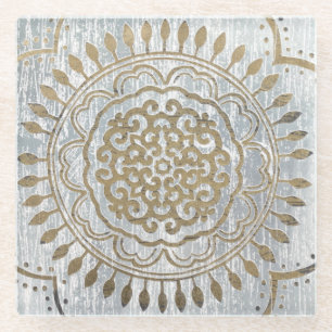 Dessous-de-verre En Verre Mandala Gold Design