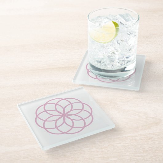 Dessous-de-verre En Verre Mandala moderne aux fleurs roses (Incliné)
