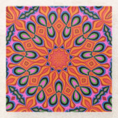 Dessous-de-verre En Verre Mandala Retro Orange Hipster Decor (Devant)