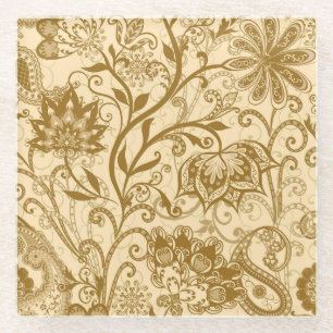 Dessous-de-verre En Verre Mandalas ethniques : Motif de style indien
