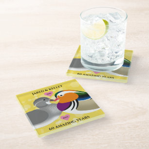 Dessous-de-verre En Verre Mandarin Canards Amateurs Toute année Anniversaire
