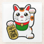 Dessous-de-verre En Verre Maneki Neko : Lucky Cat japonais (Devant)