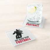 Dessous-de-verre En Verre Mangez le sommeil Jouer Black & White Football Pop (Incliné)