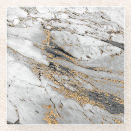 Dessous-de-verre En Verre Marbre avec dalle d'or moderne (Devant)