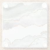 Dessous-de-verre En Verre Marbre blanc gris Agate Parties scintillant dorée  (Dos)