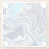 Dessous-de-verre En Verre Marbre bleu Fluide Art (Dos)