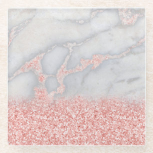 Dessous-de-verre En Verre Marbre bohème rose brillant