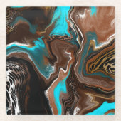 Dessous-de-verre En Verre Marbre Brown et Bleu - Flûte (Devant)