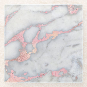 Dessous-de-verre En Verre Marbre de parties scintillantes de Rosegold de