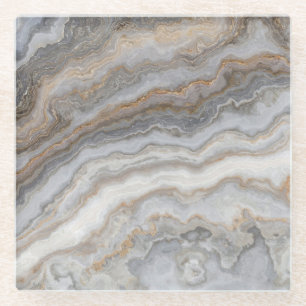 Dessous-de-verre En Verre Marbre gris bouclé : Veines dorées
