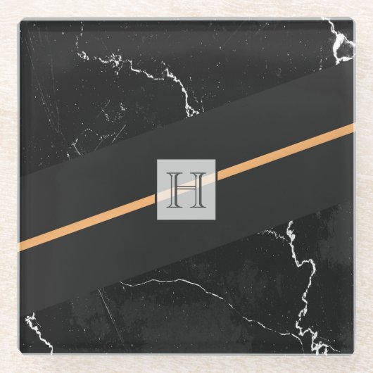 Dessous-de-verre En Verre Marbre noir (Devant)