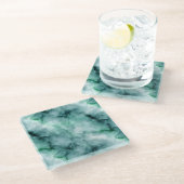 Dessous-de-verre En Verre Marbre - Texture semblable en vert menthe clair (Incliné)