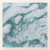 Dessous-de-verre En Verre marbre turquoise (Devant)