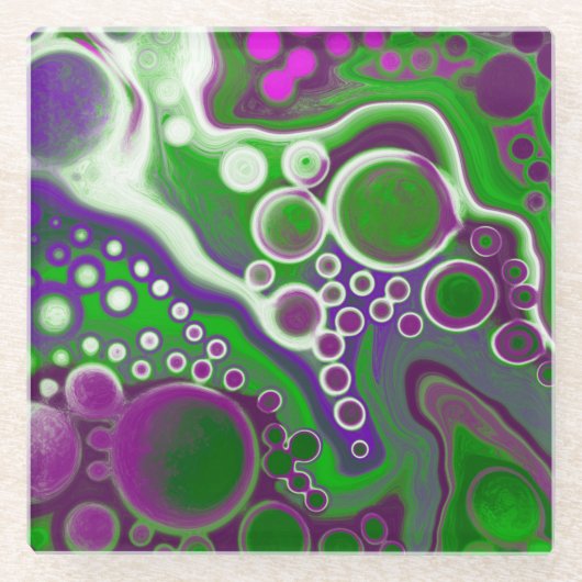 Dessous-de-verre En Verre Marbre violet et vert (Devant)