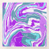 Dessous-de-verre En Verre Marbre violet, Turquoise, Turquoise, Fluide Art (Devant)