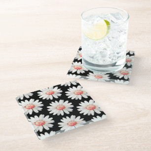 Dessous-de-verre En Verre Marguerites à points rouges