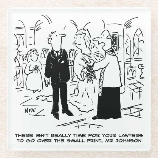 Dessous-de-verre En Verre Mariage à l'église : le Vicaire dit non aux avocat (Devant)