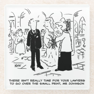 Dessous-de-verre En Verre Mariage à l'église Le vicaire dit non aux avocats