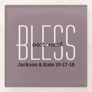 Dessous-de-verre En Verre Mariage Anniversaire Date Bless Our Nest Custom