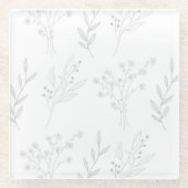 Dessous-de-verre En Verre Mariage Boho Floral Argent (Devant)
