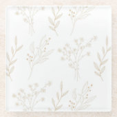 Dessous-de-verre En Verre Mariage Boho Floral Beige (Devant)