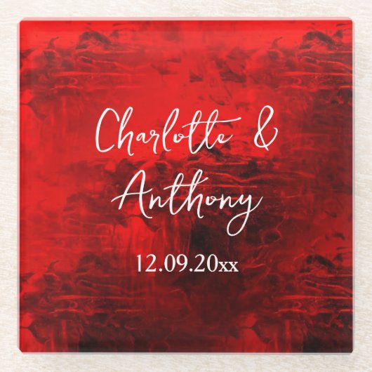 Dessous-de-verre En Verre Mariage Creative Abstrait Artwork rouge (Devant)