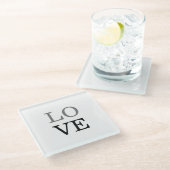 Dessous-de-verre En Verre Mariage d'amour de script noir gris (Incliné)
