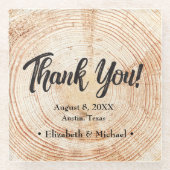 Dessous-de-verre En Verre Mariage de Merci coupé en bois rustique (Devant)