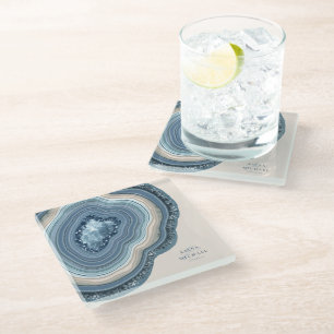 Dessous-de-verre En Verre Mariage de Parties scintillant de géométrie d'âge 