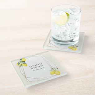 Dessous-de-verre En Verre Mariage de'été bohème au citron rustique
