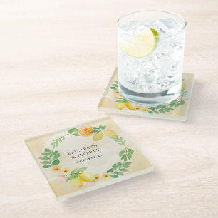 Dessous-de-verre En Verre Mariage d'été Rustique Citrus Boho