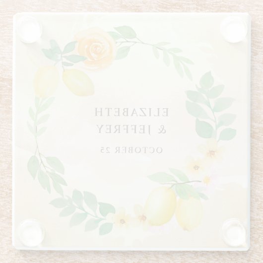 Dessous-de-verre En Verre Mariage d'été Rustique Citrus Boho (Dos)