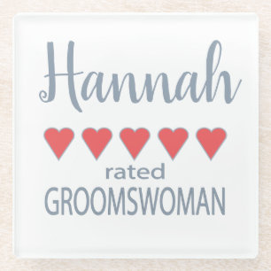 Dessous-de-verre En Verre Mariage et mariage 5 Coeur Groomswoman