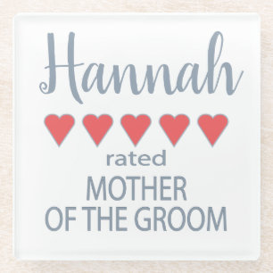 Dessous-de-verre En Verre Mariage et mariage fête 5 Coeur Mère de la chambre