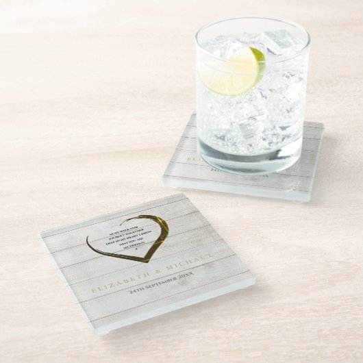 Dessous-de-verre En Verre Mariage Fiançailles Rustic Coeur Citation personne (Incliné)