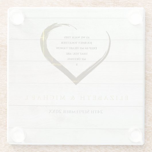 Dessous-de-verre En Verre Mariage Fiançailles Rustic Coeur Citation personne (Dos)