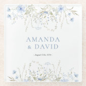 Dessous-de-verre En Verre Mariage Fleur sauvage périphérique bleu (Devant)