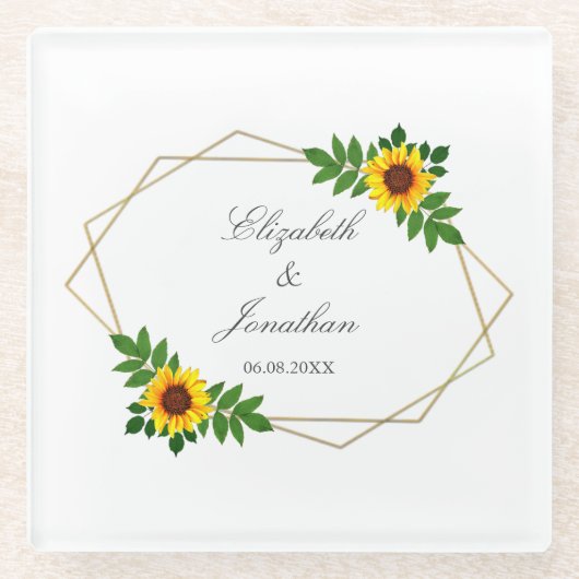 Dessous-de-verre En Verre Mariage géométrique tournesol (Devant)
