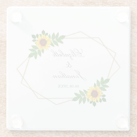 Dessous-de-verre En Verre Mariage géométrique tournesol (Dos)